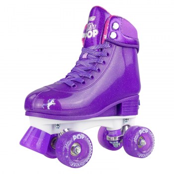 CRAZY Glitter Purple POP Adjustable Size J12-2 OR 3-6 Roller Skates